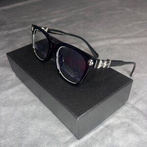 Chrome Hearts Blue Light Glasses Black/Silver Unisex with Box and Case